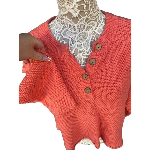MOD REF Textured Cotton Coral V-neck Sweater | Size:S - Picture 5 of 10